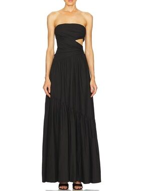 NWT A.L.C. Lark Black Strapless Cutout Cotton Poplin Maxi Dress Size 8